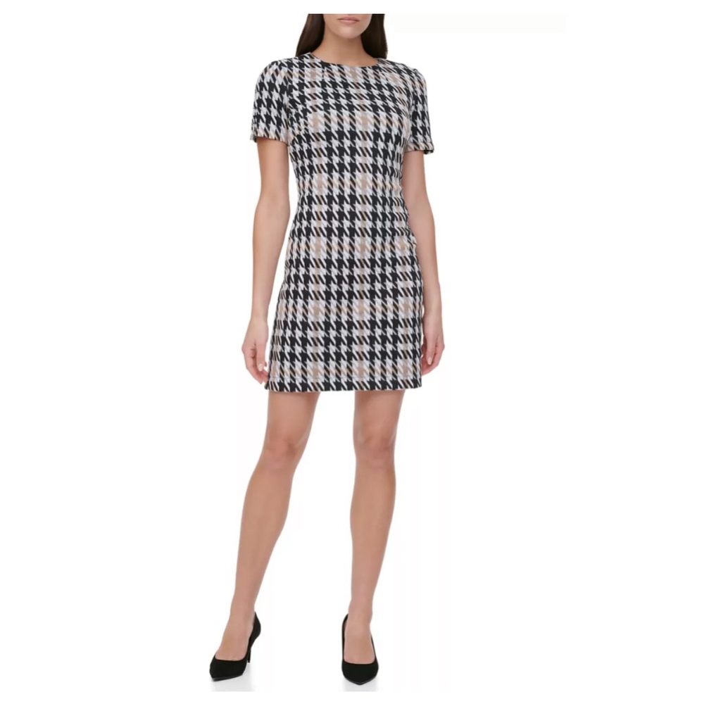 NWT Tommy Hilfiger Short Sleeve Mixed Houndstooth Sheath Dress size 10